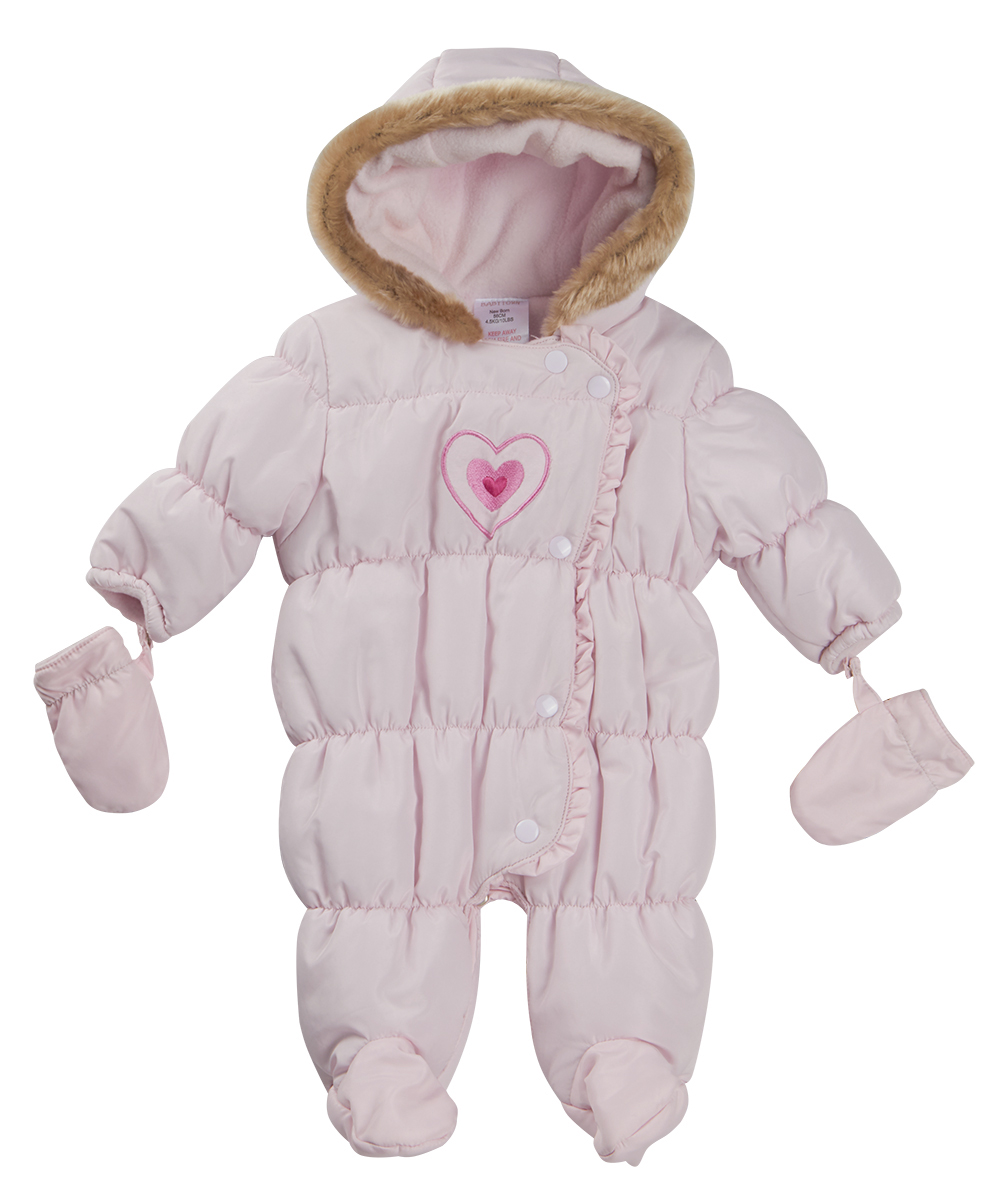 Baby Boys Girls Hooded Snowsuit Quilted Pramsuit All In One Coat